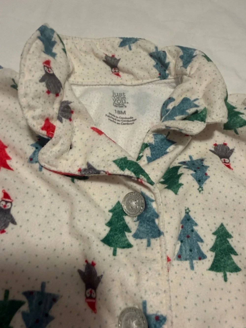 Baby Christmas Holiday Tree & Owl Pajama Set with Red, Green 12-18months